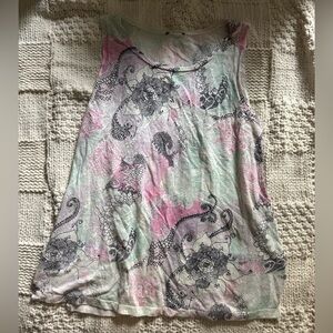 Talbot’s Green Purple White Abstract Floral Flowy Tank Top